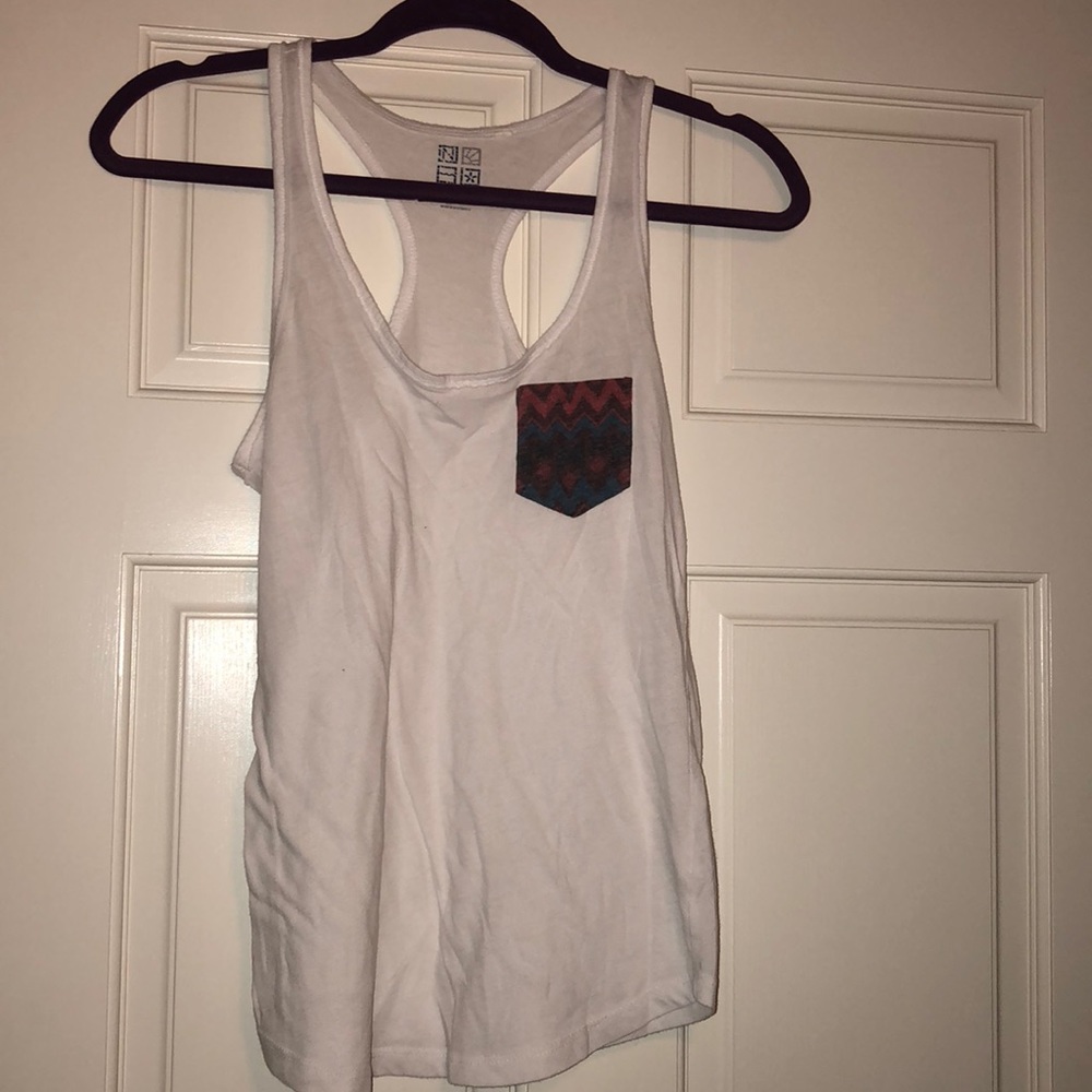 White tank top with colored pocket